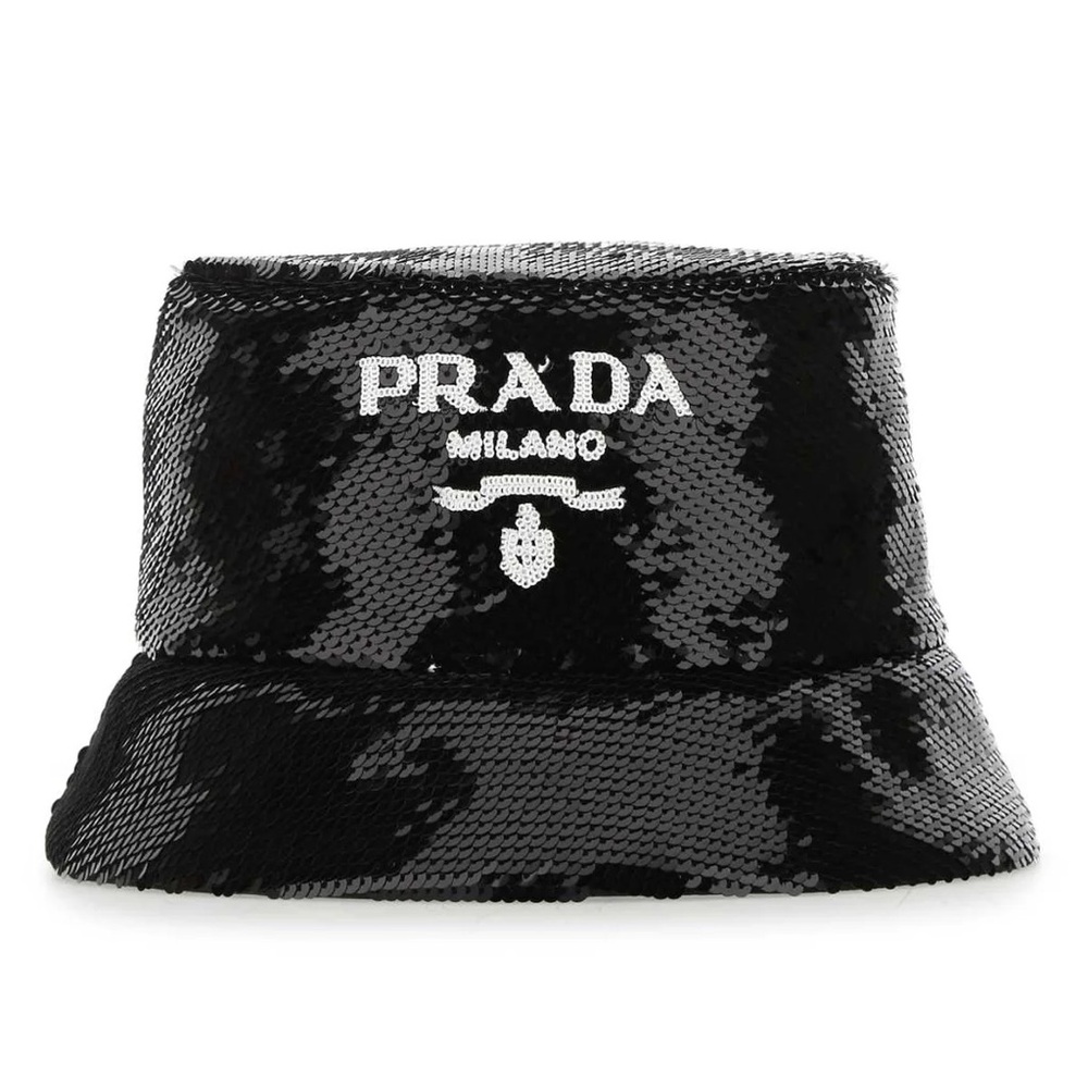 Prada Sequins Logo Bucket Hat